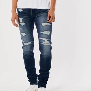 Hollister Dark wash ripped stacked skinny jeans size 31